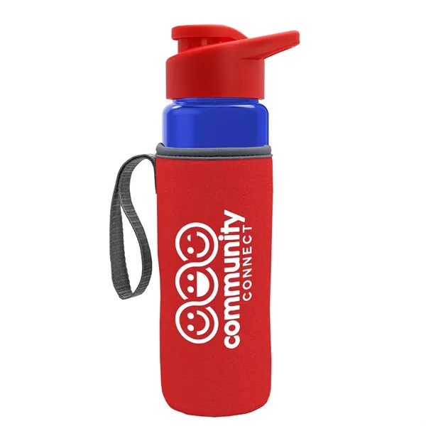 24 oz. Transparent Sports bottle with drink-thru lid  & Caddy... from ASI 40480 Koozie Group