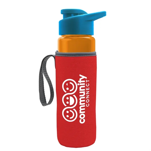 24 oz. Transparent Sports bottle with drink-thru lid  & Caddy... from ASI 40480 Koozie Group