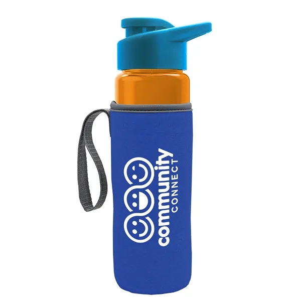 24 oz. Transparent Sports bottle with drink-thru lid  & Caddy... from ASI 40480 Koozie Group