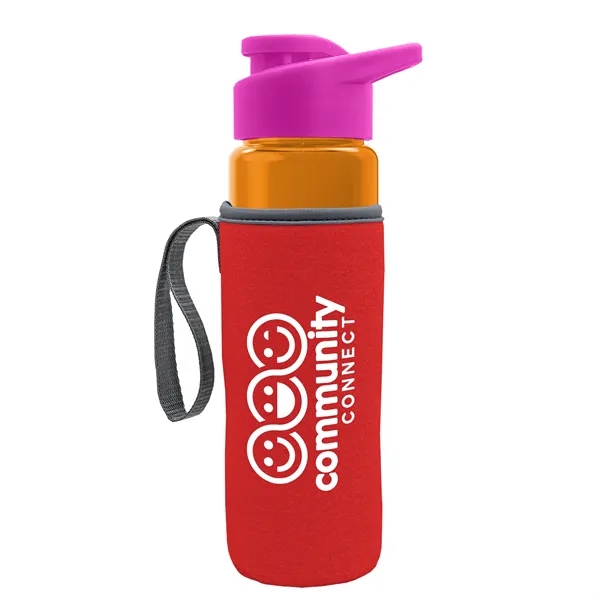24 oz. Transparent Sports bottle with drink-thru lid  & Caddy... from ASI 40480 Koozie Group