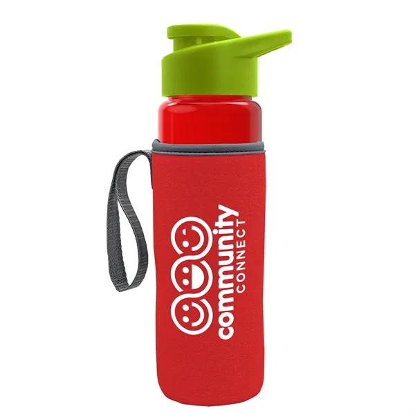 24 oz. Transparent Sports bottle with drink-thru lid  & Caddy... from ASI 40480 Koozie Group