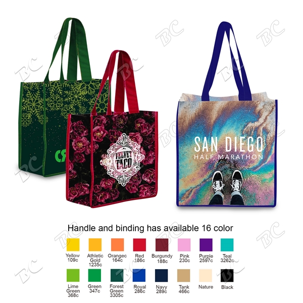 Offer Outstanding Promotions Using Full Color Grocery Totes - 13"x13"x5"... from ASI 41511 Brainchild USA Inc / BrainChild Gift Club