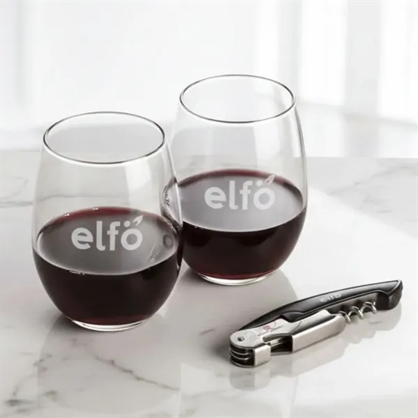Giftset includes 2 Stanford stemless wine glasses and Swiss Force® Impressive... from ASI 84592 St Regis Group