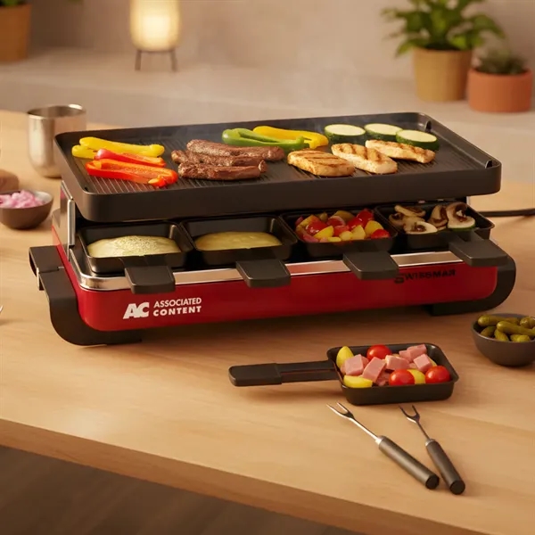 Charcoal enamelled steel base with 8 raclette dishes - non-stick coating.... from ASI 84592 St Regis Group