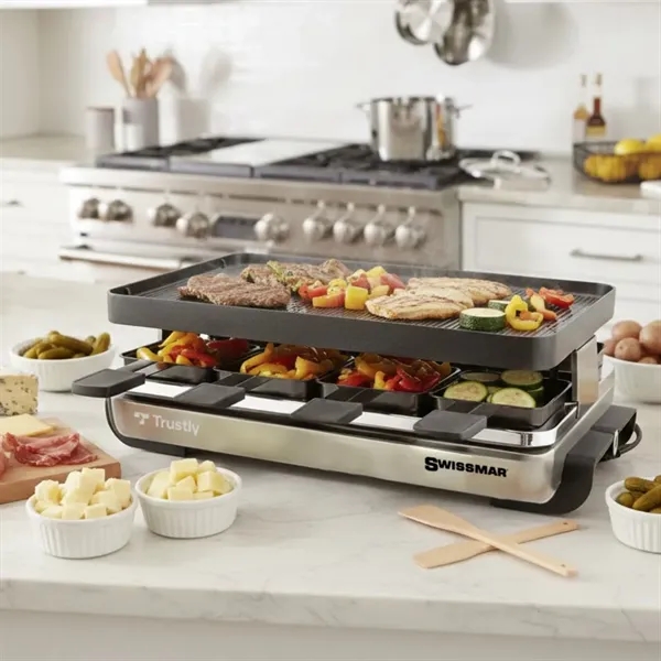 Red enamelled steel base with 8 raclette dishes - non-stick coating.... from ASI 84592 St Regis Group