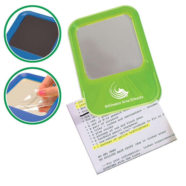 Magnetic locker mirror with sturdy plastic construction and magnet/stick adhesive backing.... from ASI 52840 Evans Manufacturing