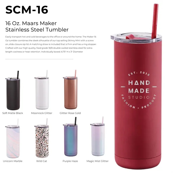 Maars stainless steel 16 ounce Maker tumbler.... from ASI 74601 Calico