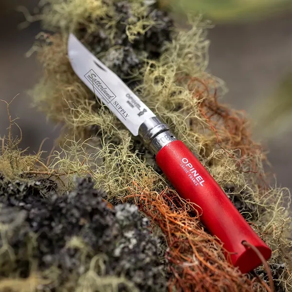 Opinel pocket knife, the No.08. 4.31" wooden handle. 3.28" stainless-steel blade... from ASI 46170 Compass Industries Inc