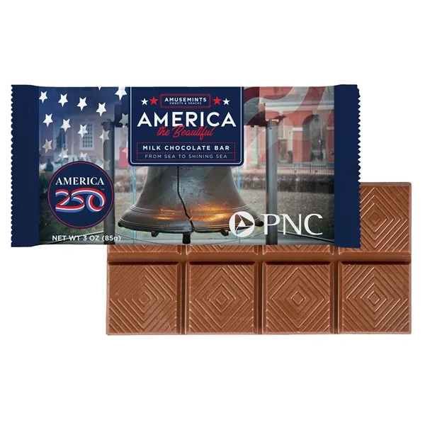 America 250 Flow Wrapped 3 oz Chocolate Bar... from ASI 44900 NC Custom (CI/Lanco) / Chocolate Inn