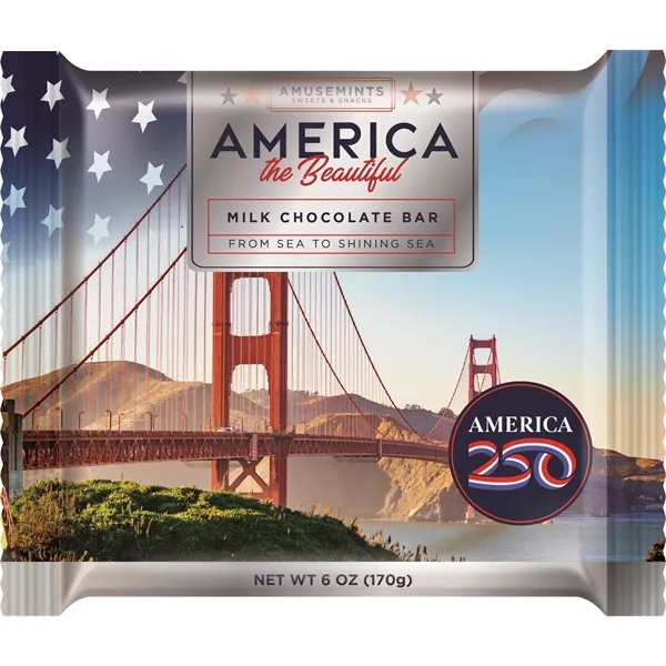 America 250 Flow Wrapped 6 oz Chocolate Bar... from ASI 44900 NC Custom (CI/Lanco) / Chocolate Inn