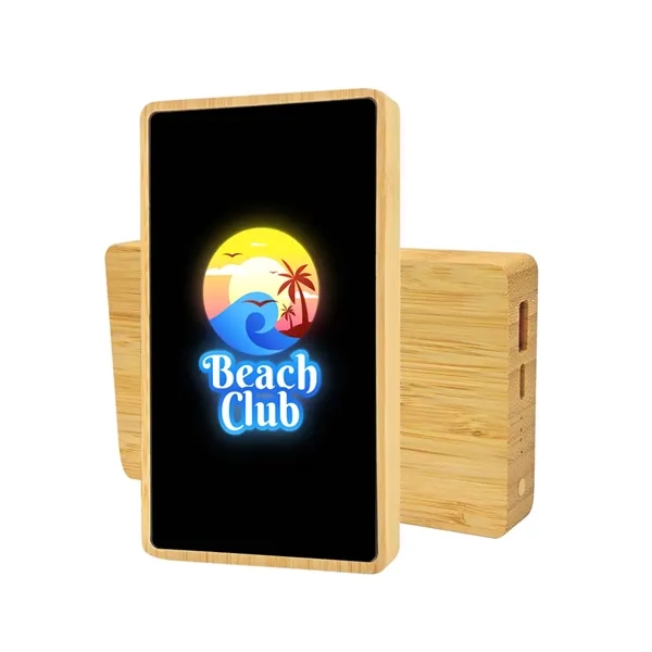 LED light up logo bamboo power bank - 8000mAh plus full... from ASI 37218 Athena Promo (tm)