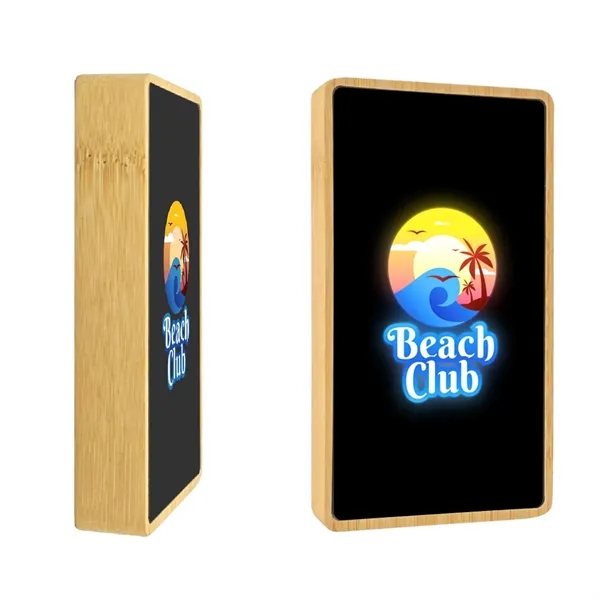 LED light up logo bamboo power bank - 8000mAh plus full... from ASI 37218 Athena Promo (tm)