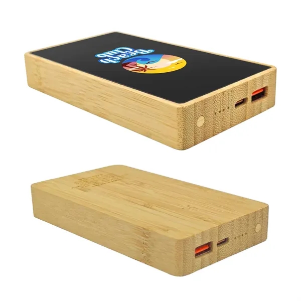 LED light up logo bamboo power bank - 8000mAh plus full... from ASI 37218 Athena Promo (tm)