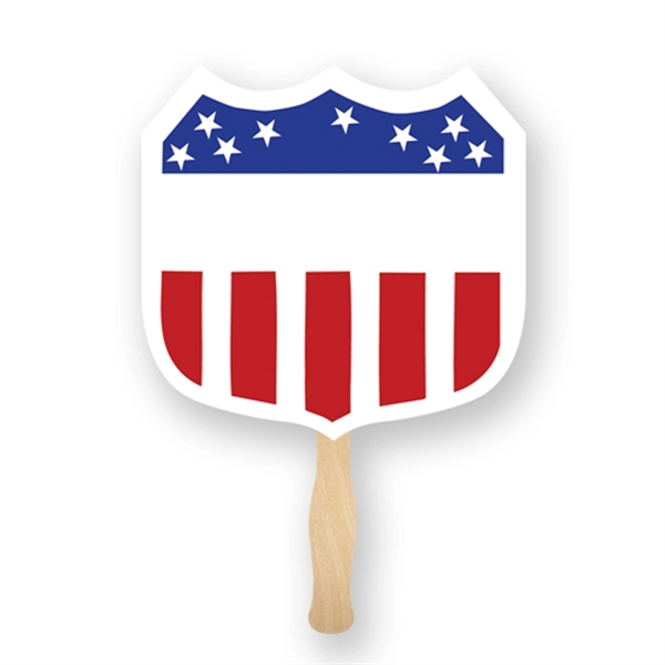 Full Color Shield shaped hand fan.... from ASI 93520 Ventura Inc