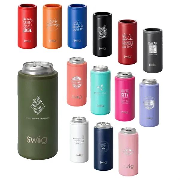 Swig® 12 oz. Skinny Matte Can Cooler, Laser, Premium... from ASI 30270 Aakron Line