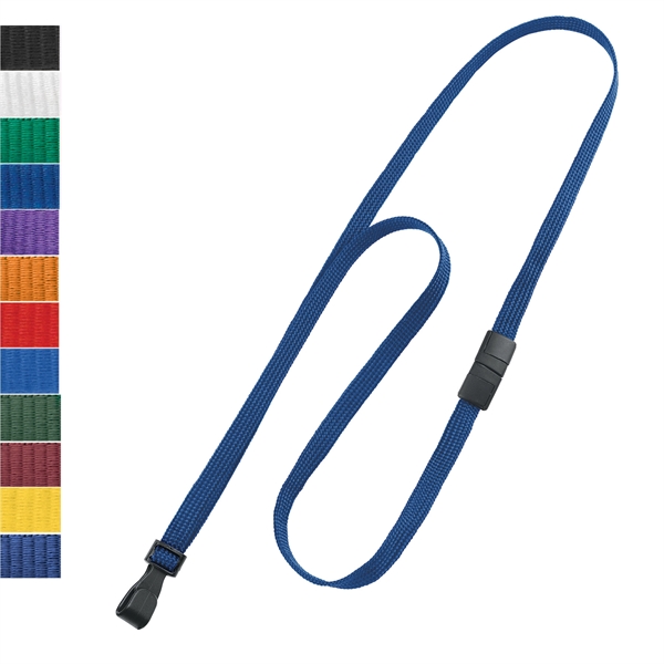 Blank flat-braid woven lanyards feature a free breakaway and a no-twist... from ASI 79898 Promovision / PROMOVISION