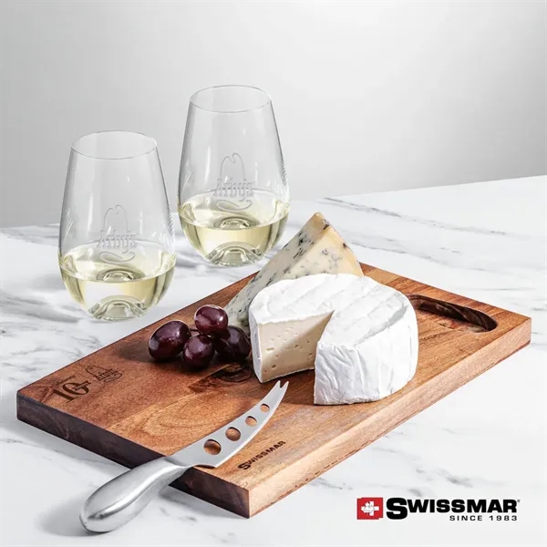 The Swissmar Acacia Board & 2 Stemless Wine Set brings together... from ASI 84592 St Regis Group