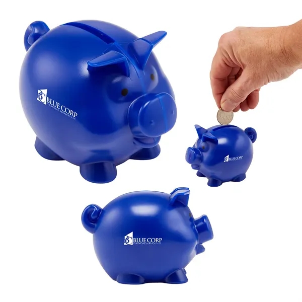 4" W X 2.75" H" plastic pig-shaped piggy bank... from ASI 63549 Jornik Manufacturing Corp