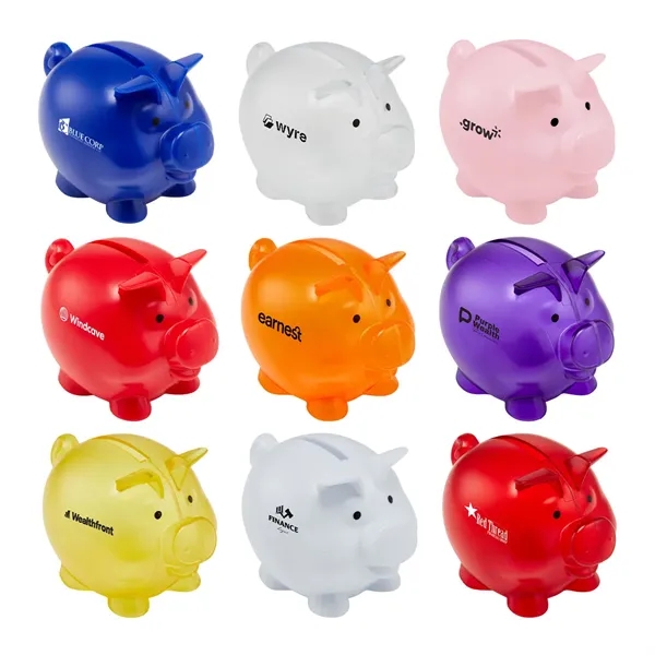 4" W X 2.75" H" plastic pig-shaped piggy bank... from ASI 63549 Jornik Manufacturing Corp