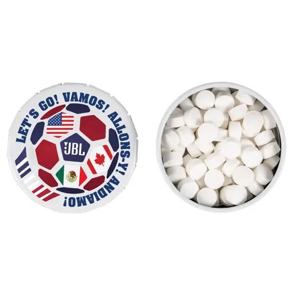 Item #404-WC-E Soccer Theme Snap-It Tin-MicroMints®