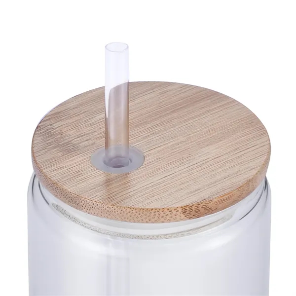 Item #M803 Glass Cup with Bamboo Lid & Straw