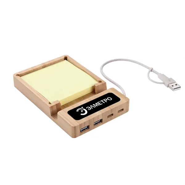 Bamboo 4 ports USB hub LED logo phone stand plus full... from ASI 37218 Athena Promo (tm)