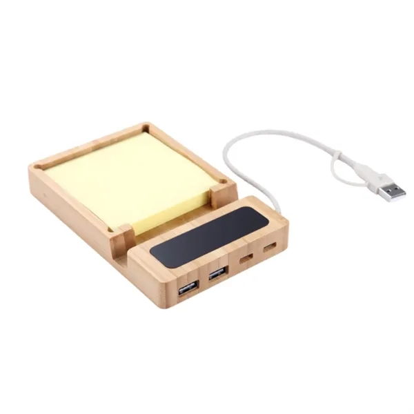 Bamboo 4 ports USB hub LED logo phone stand plus full... from ASI 37218 Athena Promo (tm)