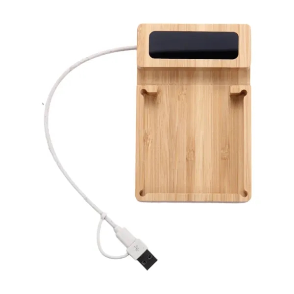 Bamboo 4 ports USB hub LED logo phone stand plus full... from ASI 37218 Athena Promo (tm)