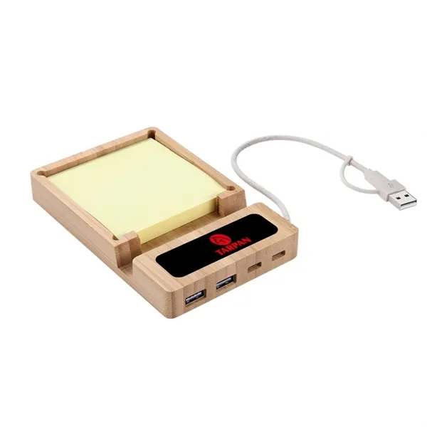 Bamboo 4 ports USB hub LED logo phone stand plus full... from ASI 37218 Athena Promo (tm)