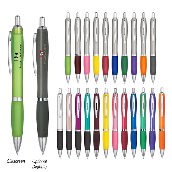 Ballpoint pen with plunger action and rubberized grip.... from ASI 61125 Hit Promotional Products / Hit®