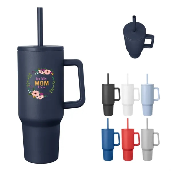 40 oz. insulated stainless steel tumbler with lid, straw and handle.... from ASI 61125 Hit Promotional Products / Hit®