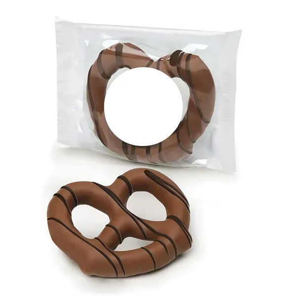 Individually labeled milk chocolate covered jumbo pretzel.... from ASI 68680 Maple Ridge Farms Inc