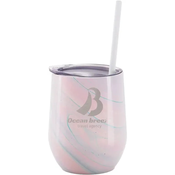 Maars 12 ounce insulated stainless steel wine tumbler with push-on lid... from ASI 74601 Calico