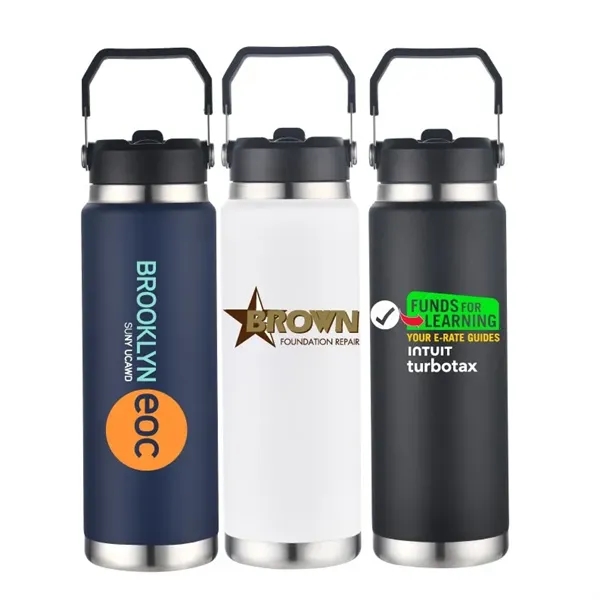 Stainless Straw Vacuum Bottle/Flask w/2 Tone Lid, 30 Oz.... from ASI 36988 Artek USA Inc