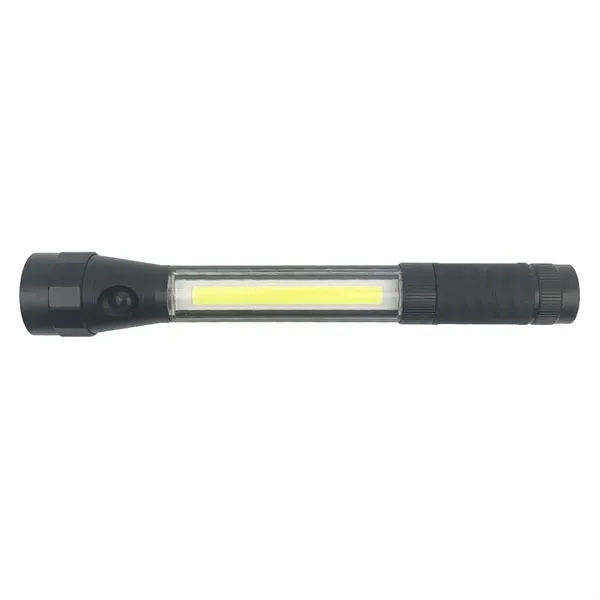 Metal flashlight with a magnet, COB bulb, and 3 AAA batteries.... from ASI 68507 The Magnet Group