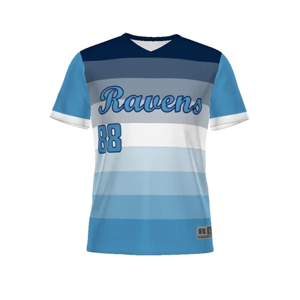 Youth freestyle sublimated V-neck baseball jersey with moisture wicking and 30+... from ASI 37461 Augusta Sportswear