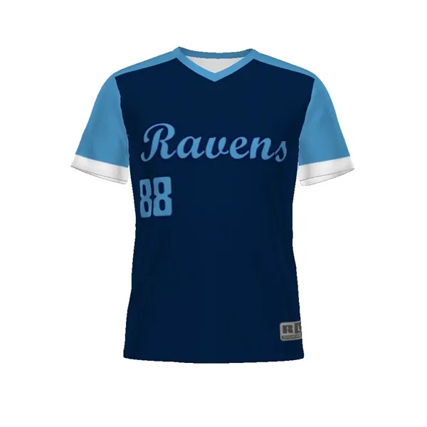 Youth freestyle sublimated V-neck baseball jersey with moisture wicking and 30+... from ASI 37461 Augusta Sportswear