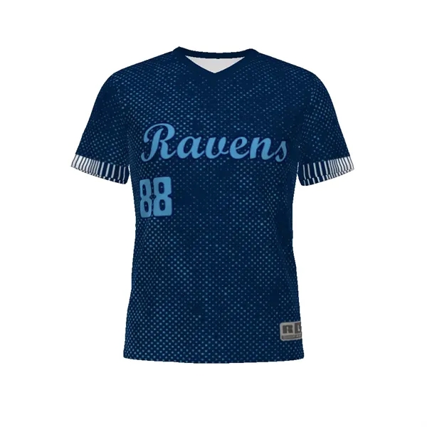 Youth freestyle sublimated V-neck baseball jersey with moisture wicking and 30+... from ASI 37461 Augusta Sportswear