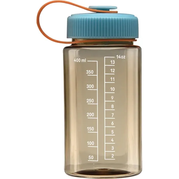 Wide mouth water bottle with a measurement scale to 14 oz.... from ASI 71920 Moderne Glass Company Inc