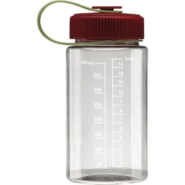 Wide mouth water bottle with a measurement scale to 14 oz.... from ASI 71920 Moderne Glass Company Inc