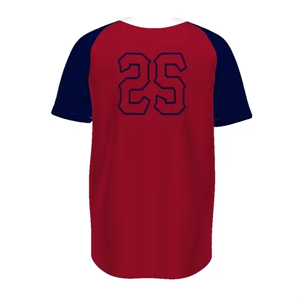 Sublimated two-button baseball jersey features four-way stretch and mesh ventilation for... from ASI 37461 Augusta Sportswear / Holloway Sportswear