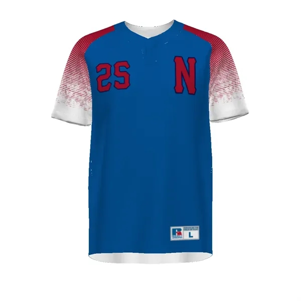 Sublimated two-button baseball jersey features four-way stretch and mesh ventilation for... from ASI 37461 Augusta Sportswear / Holloway Sportswear