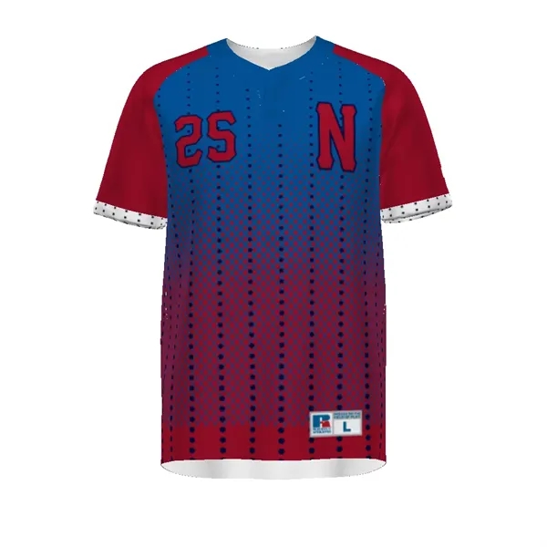 Sublimated two-button baseball jersey features four-way stretch and mesh ventilation for... from ASI 37461 Augusta Sportswear / Holloway Sportswear