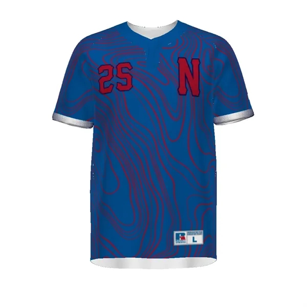 Sublimated two-button baseball jersey features four-way stretch and mesh ventilation for... from ASI 37461 Augusta Sportswear / Holloway Sportswear