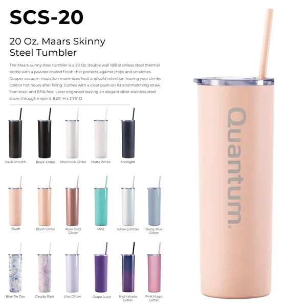 Maars 20 ounce insulated stainless steel skinny drinking tumbler with clear... from ASI 74601 Calico