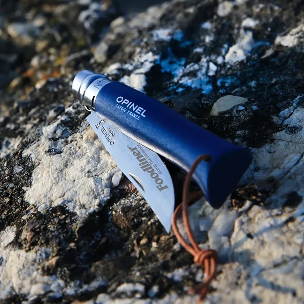 Opinel pocket knife, the No.08. 4.31" wooden handle. 3.28" stainless-steel blade... from ASI 46170 Compass Industries Inc