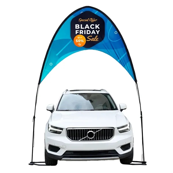Arch Car Display 110'w x 130"h, aluminum frame, full color imprint... from ASI 49891 Discount Marketing Products / DMP