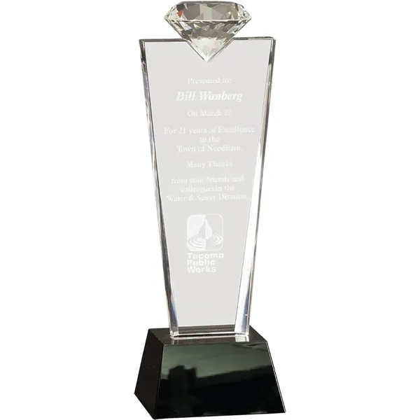 3 1/4" x 11" crystal award with a diamond on top... from ASI 74601 Calico