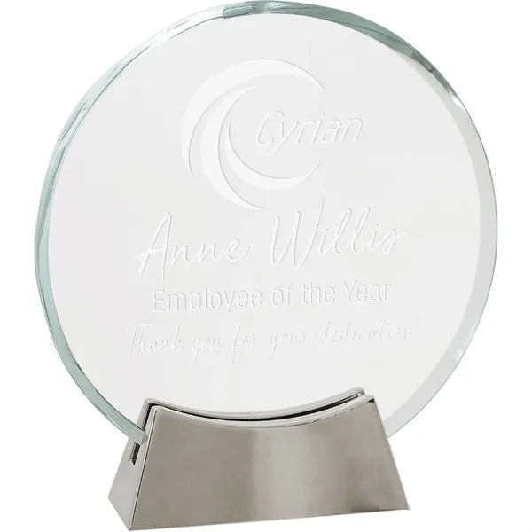 6 1/4" Clear Round Platinum Glass Award w/ Metal Base... from ASI 74601 Calico