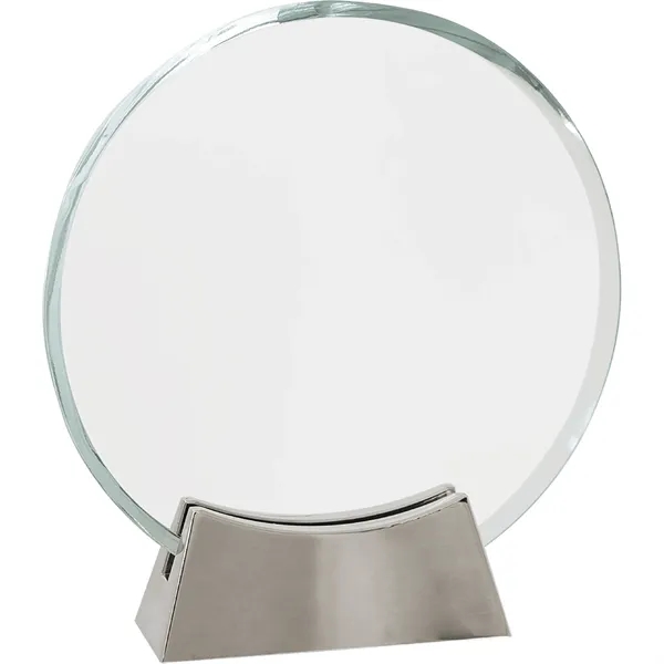 7 1/4" Clear Round Platinum Glass Award w/ Metal Base... from ASI 74601 Calico